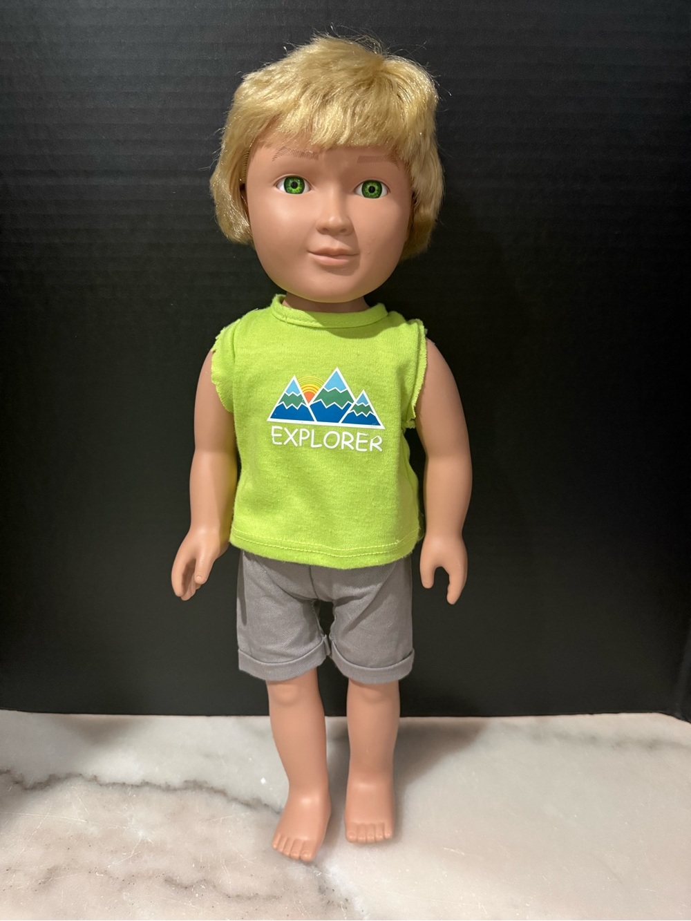 18" CITITOY 2015 BLONDE BOY DOLL MALE GREEN EYES